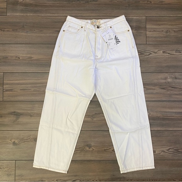 Free People X Sandrine Rose High Waist White Buckle Pants - NEW - Picture 1 of 11